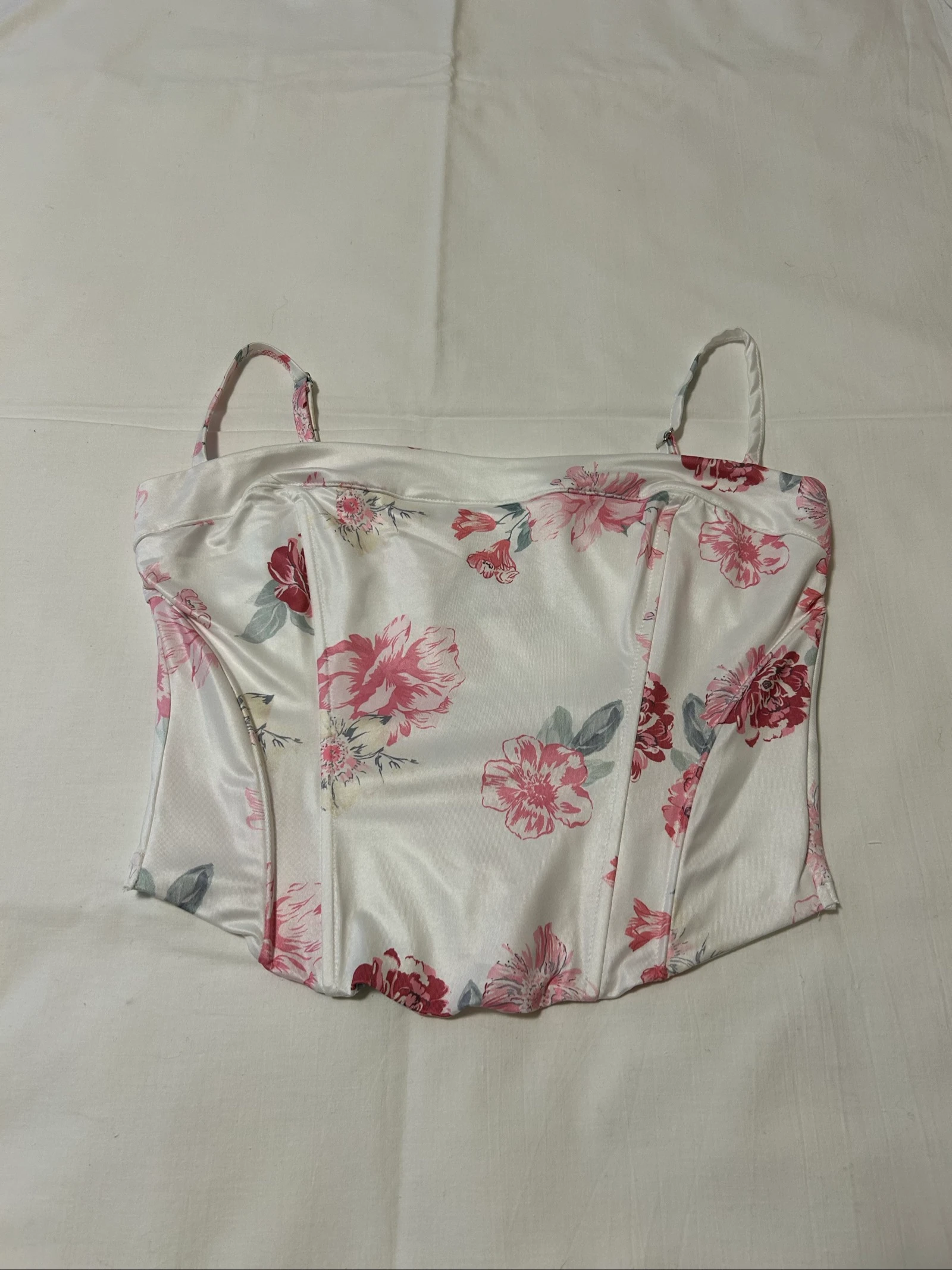 Top estilo espartilho floral de cetim – photo 3